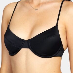 RVCA WOMEN’S BATHING SUIT TOP SOLID UNDERWIRE BIKINI TOP WITH ADJUSTABLE STRAPS